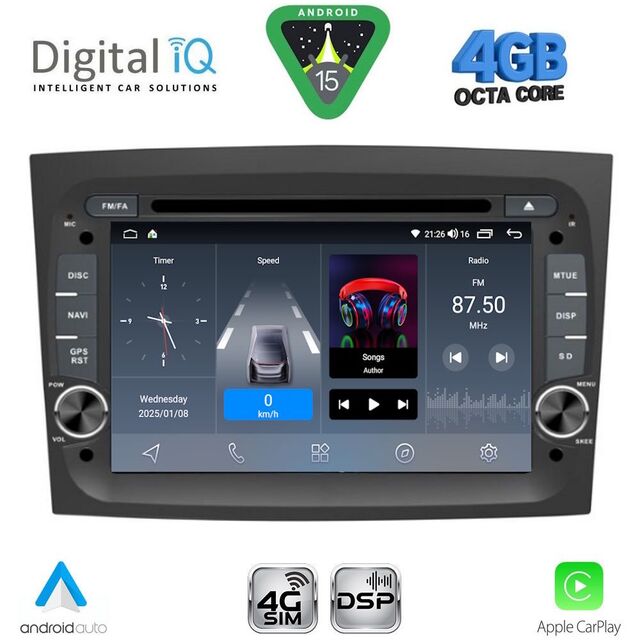 DIGITAL IQ BLG 438_CPA (7" DECK) MULTIMEDIA SYSTEM for FIAT DOBLO mod. 2015-2022