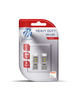 T10 W5W 24V W1,2x9,5d LED 9xSMD3528 ΛΕΥΚΟ ΔΙΑΘΛΑΣΗ (ΚΑΡΦΩΤΟ ΑΚΑΛΥΚΟ) HEAVY DUTY BLISTER 2ΤΕΜ. M-TECH