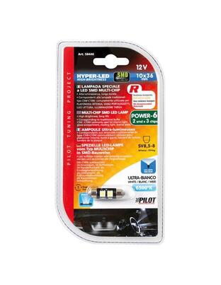 ΛΑΜΠΑΚΙ ΠΛΑΦΟΝΙΕΡΑΣ C5W 12V 10x36mm HYPER-LED6 ΛΕΥΚΟ 2SMDx3chips (ΔΙΠΛΗΣ ΠΟΛΙΚΟΤΗΤΑΣ- CAN-BUS) 1ΤΕΜ.