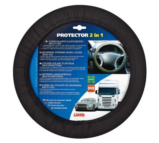 Lampa Κάλυμμα Τιμονιού Αυτοκινήτου Protector 2in1 με Διάμετρο 34-45εκ. Neopren & Polyester Μαύρο Ελαστικό 1-τεμ. (L3314.6)