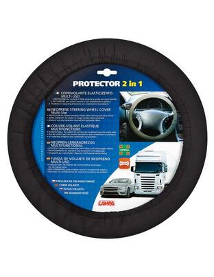 Lampa Κάλυμμα Τιμονιού Αυτοκινήτου Protector 2in1 με Διάμετρο 34-45εκ. Neopren & Polyester Μαύρο Ελαστικό 1-τεμ. (L3314.6)