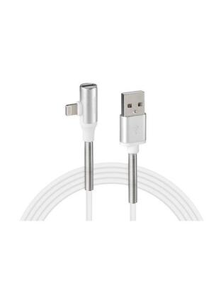 ΚΑΛΩΔΙΟ USB ΦΟΡΤΙΣΗΣ ΚΑΙ ΑΝΤΑΠΤΟΡΑΣ ΑΚΟΥΣΤΙΚΩΝ APPLE (8 PIN) 90 ΜΟΙΡΩΝ IRON SILVER LINE (200 cm)