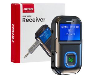 Amio - Bluetooth Δέκτης (Receiver) BTR-03 για Ασύρματη Μετάδοση Ήχου με υποδοχή Mini Jack 3.5mm και Οθόνη LCD - 1 τεμ. (04659/AM)