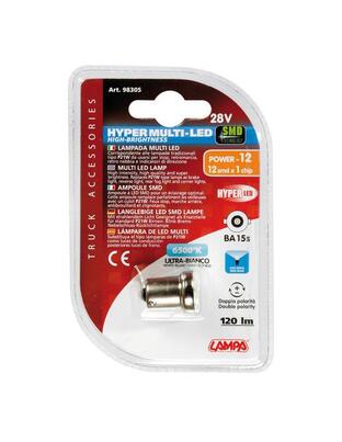 R5W 24/28V BA15s HYPER-LED12 120lm ΛΕΥΚΟ ΔΙΑΘΛΑΣΗΣ 1SMDx3chips (ΜΟΝΟΠΟΛΙΚΟ-ΦΟΥΝΤΟΥΚΙ) BLISTER 1ΤΕΜ.