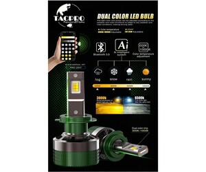 TACPRO ΔΙΧΡΩΜΗ LED ΛΑΜΠΑ ΑΥΤΟΚΙΝΗΤΟΥ H1 ΜΕ BLUETOOTH & ΡΥΘΜΙΖΟΜΕΝΗ ΘΕΡΜΟΚΡΑΣΙΑ ΦΩΤΟΣ (3000K–10000K) WMG-04913