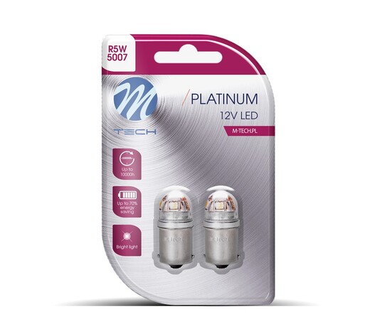 ΛΑΜΠΑΚΙΑ R5W 12/24V BA15s 5x2835SMD LED CAN-BUS ΠΟΡΤΟΚΑΛΙ (ΜΟΝΟΠΟΛΙΚΟ-ΦΟΥΝΤΟΥΚΙ) PLATINIUM BLISTER  M-TECH - 2 ΤΕΜ.