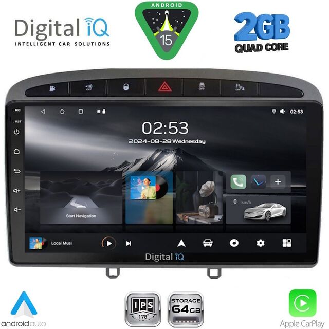 DIGITAL IQ RSD 1513GR_CPA (9inc) MULTIMEDIA TABLET for PEUGEOT 308 mod.2007-2012 - RCZ mod.2009-2015 (GREY)