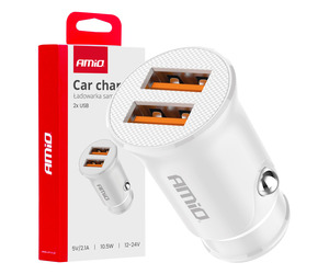 Amio - ΦΟΡΤΙΣΤΗΣ ΑΝΑΠΤΗΡΑ 12/24V ΜΕ 2 ΘΥΡΕΣ 2xUSB 10.5W 5V/2.1A ΛΕΥΚΟΣ - 1 Τεμ. (03872/AM)