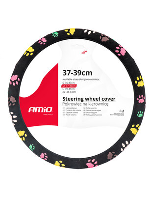 Amio - ΚΑΛΥΜΜΑ ΤΙΜΟΝΙΟΥ SWC-46 (M) 37-39cm ΜΑΥΡΟ ΜΕ ΣΧΕΔΙΟ ΠΟΛΥΧΡΩΜΕΣ ΠΑΤΟΥΣΕΣ ΣΚΥΛΟΥ - 1 ΤΕΜ. (02986/AM)