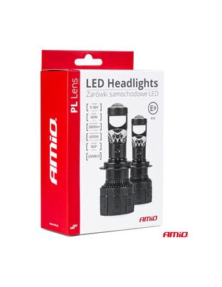 Amio - ΛΑΜΠΕΣ H7 PL-LENS SERIES 9>36V 60W 5.000K 3.800lm LED 2x4575 SMD CAN-BUS ΜΕ ΠΡΟΤΖΕΚΤΟΡΑ - 2 Τεμ. (03668/AM)