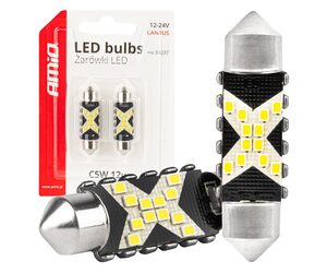Amio - ΛΑΜΠΑΚΙΑ ΠΛΑΦΟΝΙΕΡΑΣ 39mm 12/24V C5W 5500K 12xSMD 2016 CAN-BUS FESTOON (ΛΕΥΚΟ) - 2 ΤΕΜ. (04237/AM)