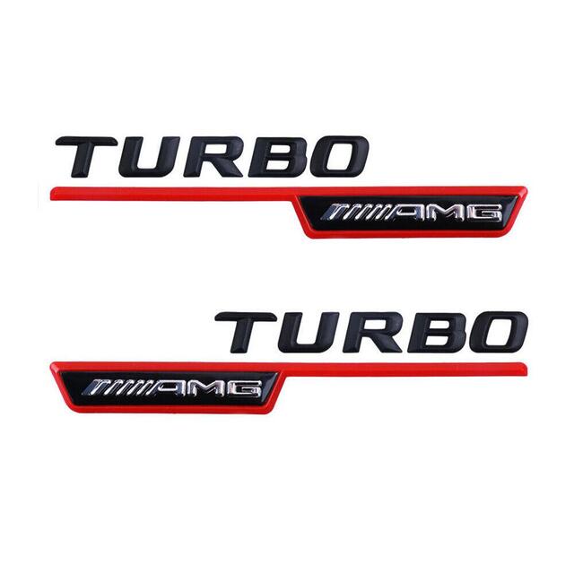 Μεταλλικά αυτοκόλλητα μαύρο/κόκκινο - TURBO AMG