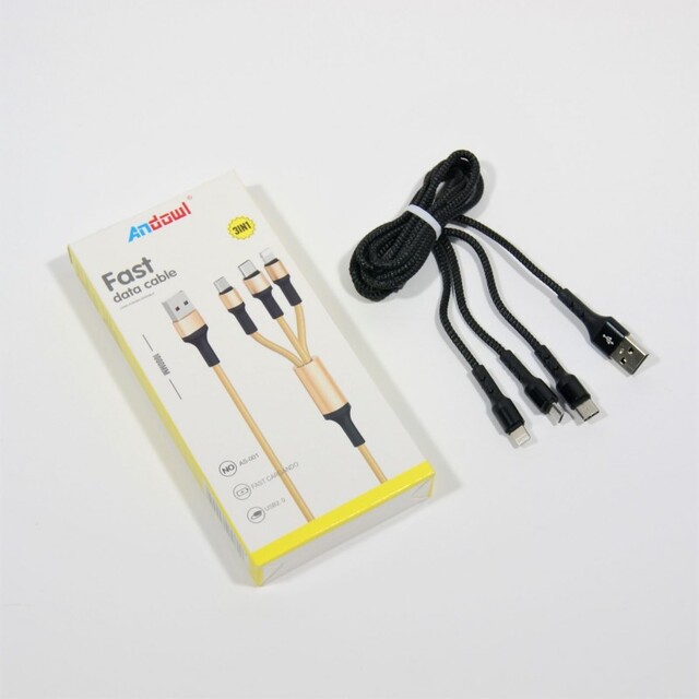 3in1 ΚΑΛΩΔΙΟ USB ANDOWL AN-4587