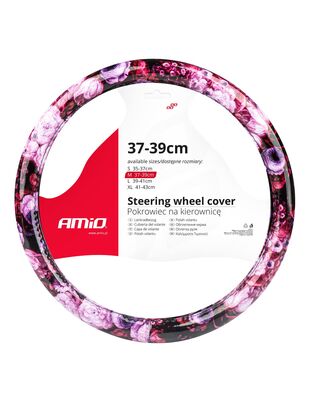 Amio - ΚΑΛΥΜΜΑ ΤΙΜΟΝΙΟΥ SWC-47 Μ 37-39cm ΜΑΥΡΟ/ΡΟΖ ΜΕ ΣΧΕΔΙΟ ΛΟΥΛΟΥΔΙΑ - 1 ΤΕΜ. (02988/AM)