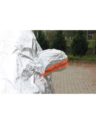 Amio - Κουκούλα Αυτοκινήτου Cotton 120g με φερμουάρ διάσταση 480 x 185 x 145 cm χρώμα ασημί μέγεθος SUV/Van Large για Επιβατικά Αυτοκίνητα - 1 τεμ. (01113/AM)