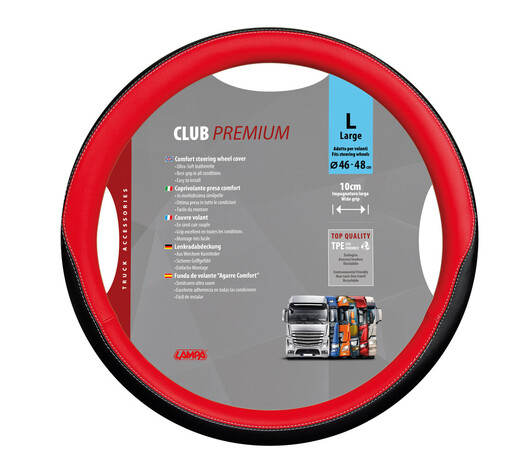 ΚΑΛΥΜΜΑ ΤΙΜΟΝΙΟΥ ΦΟΡΤΗΓΟΥ CLUB PREMIUM L 46/48 cm ΚΟΚΚΙΝΟ/ΜΑΥΡΟ ΑΠΟ ΑΟΣΜΟ, ΜΗ ΤΟΞΙΚΟ, ΟΙΚΟΛΟΓΙΚΟ ΚΑΙ ΑΝΑΚΥΚΛΩΣΙΜΟ TPE ΘΕΡΜΟΠΛΑΣΤΙΚΟ ΕΛΑΣΤΟΜΕΡΕΣ LAMPA - 1 ΤΕΜ.