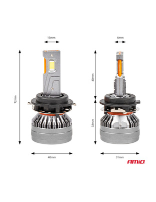 Amio - ΛΑΜΠΕΣ H7-6 9>48V 6.500K 4.500lm 50W HP SERIES LED CAN-BUS ΜΕ ΨΥΚΤΡΑ - 2 Τεμ. (03676/AM)