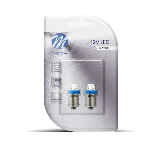 T4W 12V 0,96W BA9s (ΜΙΝΙΟΝ) LED 4xLED 3mm ΜΠΛΕ BLISTER 2ΤΕΜ. M-TECH