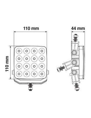 ΠΡΟΒΟΛΕΑΣ WL-26 16LED 48W 3300lm 10-30V 110x110x44 mm 3 ΘΕΣΕΩΝ ΜΕ ΦΩΣ ΔΙΑΘΛΑΣΗΣ -1ΤΕΜ.