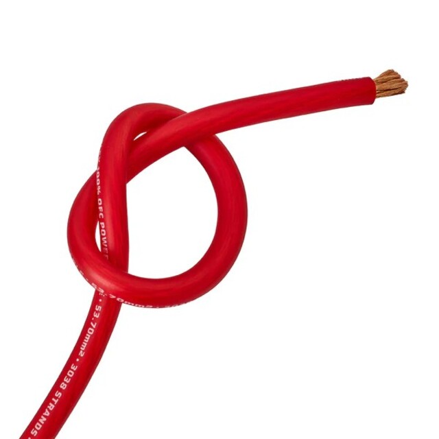 PC53CCAR Pure  30% OFC 70% Alu 53.7mm², 20m Power Wire Auto Connect, red Sold by the meter