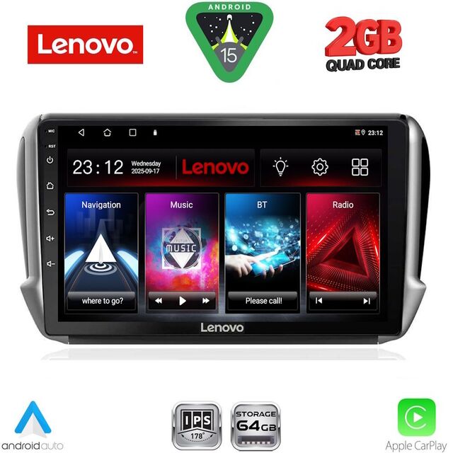 LENOVO LVD 2508_CPA (10inc) MULTIMEDIA TABLET for PEUGEOT 208-2008 mod. 2012-2021