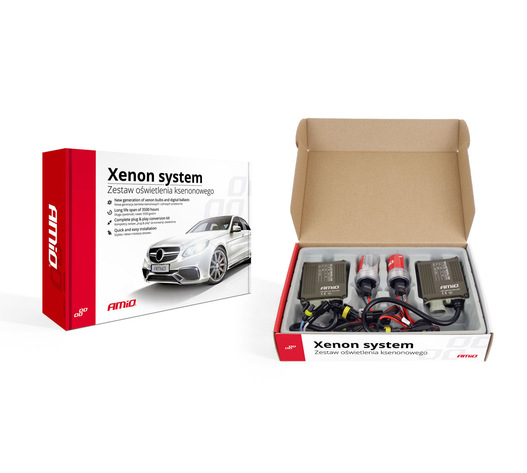 Amio - Kit Xenon H7 8000K 35W CANBUS 12/24V για έντονο ψυχρό φωτισμό δρόμου και καθαρή δέσμη χωρίς σφάλματα στο καντράν με μεγάλη διάρκεια ζωής - 1 Σετ (01796/AM)