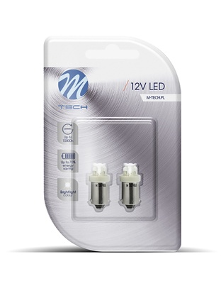 T4W 12V 0,96W BA9s (ΜΙΝΙΟΝ) LED 4xLED 3mm ΛΕΥΚΟ BLISTER 2ΤΕΜ. M-TECH