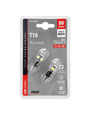 T10 W5W 12/30V W2,1x9,5d 80lm 5SMD LED ΛΕΥΚΟ (ΚΑΡΦΩΤΟ-ΤΡΙΠΛΟΕΣΤΙΑΚΟ- CAN-BUS) 2ΤΕΜ.