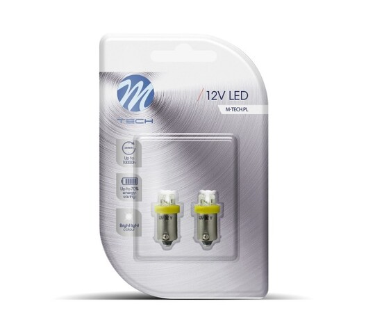 T4W 12V 0,96W BA9s (ΜΙΝΙΟΝ) LED 4xLED 3mm ΚΙΤΡΙΝΟ BLISTER 2ΤΕΜ. M-TECH