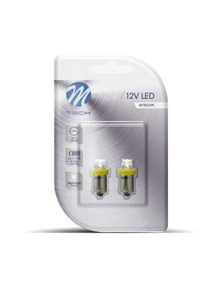 T4W 12V 0,96W BA9s (ΜΙΝΙΟΝ) LED 4xLED 3mm ΚΙΤΡΙΝΟ BLISTER 2ΤΕΜ. M-TECH