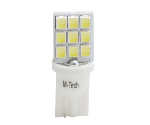 T10 W5W 12V W2,1x9,5d LED 9xSMD2835 ΛΕΥΚΟ (ΚΑΡΦΩΤΟ ΑΚΑΛΥΚΟ) BLISTER 2ΤΕΜ. M-TECH
