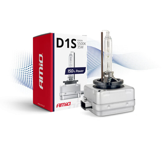 Amio - Λάμπα Xenon D1S 5500K 35W 12V 150% Power για αντικατάσταση εργοστασιακών και aftermarket xenon με έως 50% περισσότερο φως και καθαρή δέσμη - 1 Τεμ. (01968/AM)