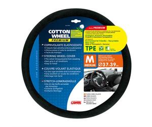 Lampa Κάλυμμα Τιμονιού Αυτοκινήτου Cotton Wheel 37-39εκ. Άοσμο Από φυσικό βαμβακερό αντιιδρωτικό Μαύρο 1-τεμ. (L3312.7)