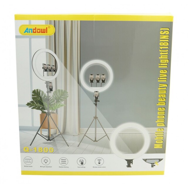 ΕΠΑΓΓΕΛΜΑΤΙΚΟ RING LIGHT ΓΙΑ ΚΙΝΗΤΟ ANDOWL Q-1800
