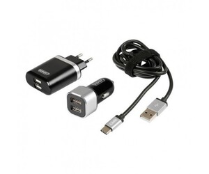 ΚΑΛΩΔΙΟ ΦΟΡΤΙΣΗΣ SILVER LINE USB TYPE C -100 cm (ΔΙΠΛΟΣ ΑΝΤΑΠΤΟΡΑΣ ΑΝΑΠΤΗΡΑ 12/24V ΚΑΙ ΠΡΙΖΑ 220 V) 