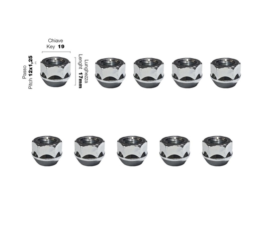 Simoni Racing - ΠΑΞΙΜΑΔΙ ΚΩΝΙΚΟ 12χ1,25 (17mm) (19) 10ΤΕΜ.