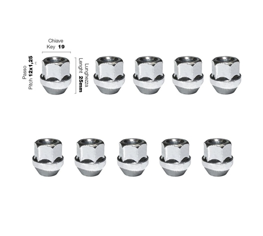 Simoni Racing - ΠΑΞΙΜΑΔΙ ΚΩΝΙΚΟ 12χ1,25 (25mm) (19) 10ΤΕΜ.