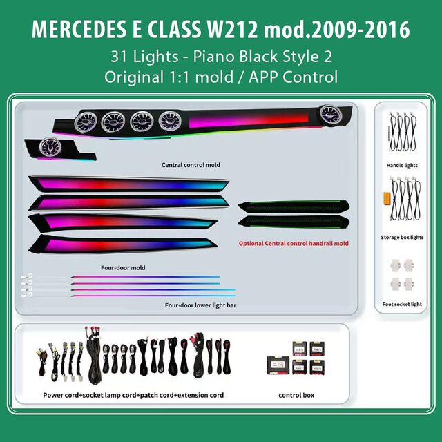 DIQ AMBIENT MERCEDES E (W212) BW212S2 (Digital iQ Ambient Light for Mercedes E (W212) mod. 2009-2016 with 31 Lights Style 2)