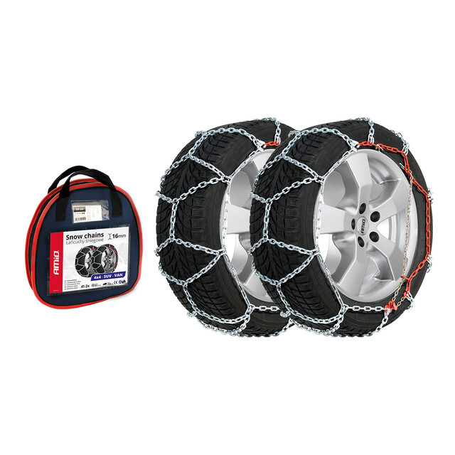 Amio - Αλυσίδες Χιονιού 4x4 16mm KB-240 με Ενισχυμένη Κατασκευή για Μέγιστη Πρόσφυση σε Χιόνι & Πάγο κατάλληλες για SUV και Βαριά Οχήματα έως 7500kg - 1 Σετ (02121/AM)