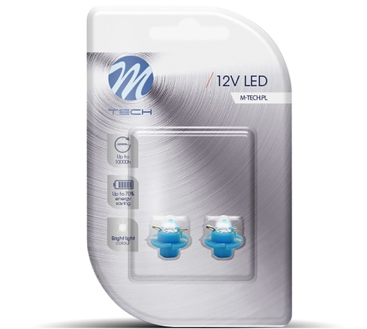 BAX 12V B8,4d 0,2W LED 1xFLUX 5mm ΜΠΛΕ BLISTER 2ΤΕΜ. M-TECH