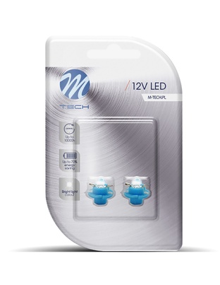 BAX 12V B8,4d 0,2W LED 1xFLUX 5mm ΜΠΛΕ BLISTER 2ΤΕΜ. M-TECH