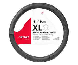 Amio - ΚΑΛΥΜΜΑ ΤΙΜΟΝΙΟΥ ΑΠΟ ΤΕΧΝΟΔΕΡΜΑ 41-43CM SWC-49-XL ΣΕ ΜΑΥΡΟ ΧΡΩΜΑ ΜΕ ΜΑΥΡΕΣ ΡΑΦΕΣ - 1 ΤΕΜ. (03553/AM)