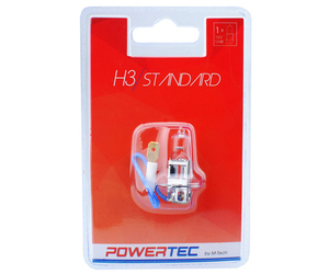 Λαμπάκι Αλογόνου H3 12V 60/55W PK22s  POWERTEC STANDARD ΑΛΟΓΟΝΟΥ 1ΤΕΜ.