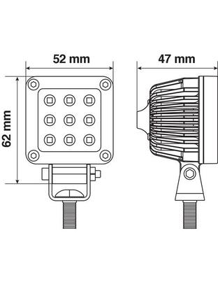 ΠΡΟΒΟΛΕΑΣ ΕΡΓΑΣΙΑΣ ΤΕΤΡΑΓΩΝΟΣ WL-18 9LED 10W 1000lm 9-32V (52 x 62 x 47 mm) ΚΑΡΦΙ -1 ΤΕΜ.