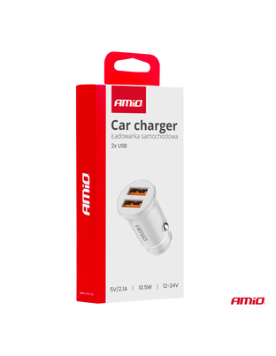 Amio - ΦΟΡΤΙΣΤΗΣ ΑΝΑΠΤΗΡΑ 12/24V ΜΕ 2 ΘΥΡΕΣ 2xUSB 10.5W 5V/2.1A ΛΕΥΚΟΣ - 1 Τεμ. (03872/AM)