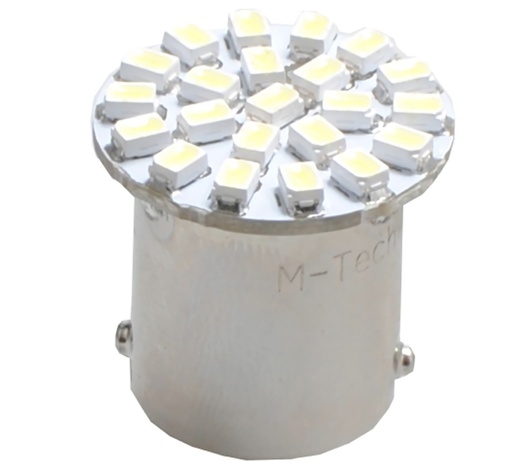 R5W/R10W 12V BA15s 1,44W LED 22xSMD3020 PREMIUM ΛΕΥΚΟ BLISTER 2ΤΕΜ. M-TECH