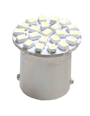 R5W/R10W 12V BA15s 1,44W LED 22xSMD3020 PREMIUM ΛΕΥΚΟ BLISTER 2ΤΕΜ. M-TECH