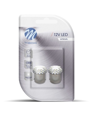 R5W/R10W 12V BA15s 1,44W LED 22xSMD3020 PREMIUM ΛΕΥΚΟ BLISTER 2ΤΕΜ. M-TECH