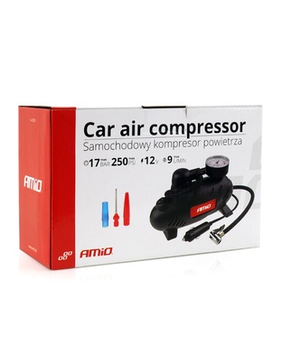 Amio - ΚΟΜΠΡΕΣΕΡ ΑΕΡΑ ΕΛΑΣΤΙΚΩΝ ΠΛΑΣΤΙΚΟ ACOMP-07 12V 250psi 17bar 9l/min ΜΕ ΦΙΣ ΑΝΑΠΤΗΡΑ ΚΑΙ ΔΙΑΚΟΠΤΗ & ΚΑΛΩΔΙΟ 3Μ - 1 Τεμ. (02181/AM)