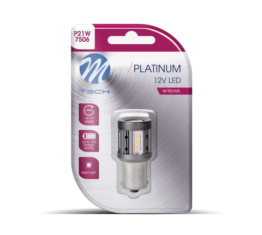 ΛΑΜΠΑΚΙ P21W 12/24V 1156 BA15s 600lm 4W 15x3030SMD LED CAN-BUS ΛΕΥΚΟ PLATINIUM BLISTER M-TECH - 1 ΤΕΜ.
